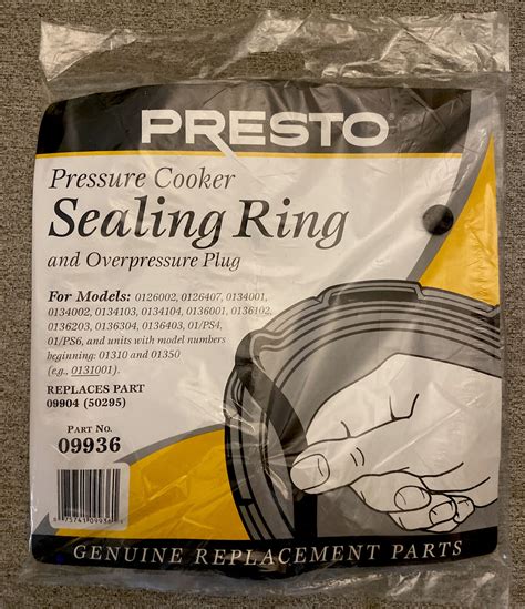 Presto 09936 Pressure Cooker Sealing Ring/Overpressure Plug。